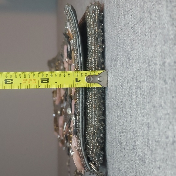 Lulu's Floral Embellished Clutch in Pink and Silver - Picture 8 of 10